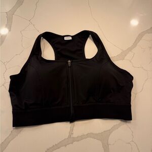 Amoena Zip Front Sports Bra Black XL | Medium Support Post Mastectomy